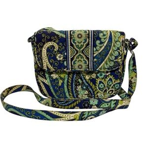 Vera Bradley Crossbody/Shoulder Bag Rythm & Blue/Green Paisley Bag EUC